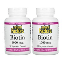 네추럴팩터스 비오틴 영양제 1000mcg 90 베지 캡슐 2통, 1개, 기본