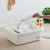 [청춘커머스] 뚜껑 물빠짐 식기건조대 뚜껑식기건조대 물빠짐식기건조대 뚜껑건조대 주방식기정리 식기건조대1단=eiiuioi