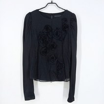 빈티지다온 아나카프리 여 로즈데코 새틴 오간자 블라우스 블랙S