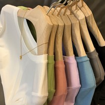 라운드넥긴팔티 여성의류 전문점 철수함 캐비닛의 꼬리 부분 화물 와이드 루즈핏 이너웨어 슬림핏 롱슬리브티 2898826874