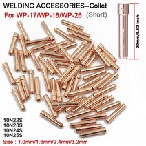 1.01.62.43.2mm TIG 숏 콜레트 팁 10N22S 10N23S 10N24S 10N25S WP17 WP18 WP26 TIG Tungstens 전극 콜레트, [03] 16pcs, [04] 24mm 0094in