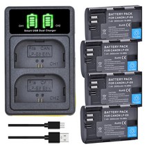 견고한 2650mAh LP-E6 배터리 + 캐논 호환 EOS 6D 7D 5D 마크 II IV 80D 90D R5 R6 XC10, 01 4 battery set