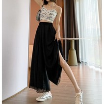 트렌디한 디자인 허리밴딩 와이드 통바지 치마바지