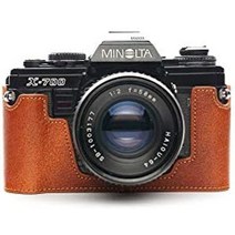 minolta x-700 케이스 핸드 스트랩(커피) 포함 minolta x-700용 bolinus 핸드메이드 정품 진짜 가죽 하프 카메라 케이스 가방 커버, 라바브라운