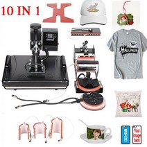 열 프레스기 소형 평판 프레스 인쇄기 프린팅 열전사 12x15 인치 10 in 1 더블 디스플레이 열 프레스 기계 캡머그플레이트티셔츠키체인용 2d 열 펜 열전달 프린터, 220v, 영국 플러그