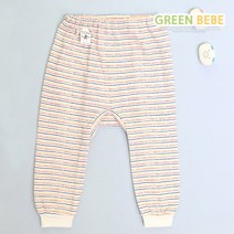 그린베베 국내생산 영유아용 봄가을 레인보우 양면 실내바지