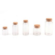 미니 원두 가루 보관 분쇄 커피 용기 유리병 통 5종 작은 보관함 밀폐 코르크 뚜껑 유리 공병 빈티지 샘플병 파우더 나눔 마개병 저장병 보틀 글라스 디피 수납, 47x90mm