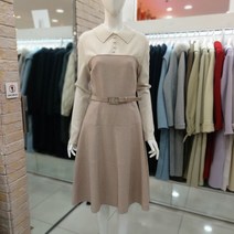 JJ JIGOTT 제이제이지고트 니트 배색 카라 울 플레어 원피스 GJCA0OP54