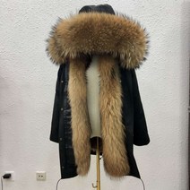 [KK Friendz] 한겨울 추위 극복 포근 따스한 천송이 모피 야상 코트 탈부착 가능 퍼코트 빅사이즈 r38696