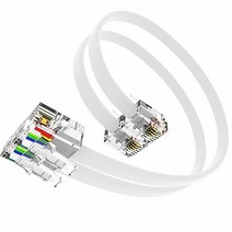 (2팩) 15.2 cm (6 인치) 전화 코드 미국 제조 전문가 등급 6P4C 수 RJ11 플러그 50 미크론 골드 접점 순수 구리 와이어 전화 라인 케이블 (15.2 cm, 6 Inch, White