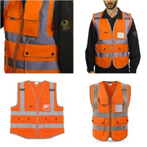 포켓 안전조끼(오렌지) (XL) 청소조끼 조끼근무복