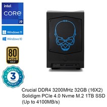 인텔 NUC 코어 i9-12900 프로세서 5.1GHz UHD 그래픽 770 썬더볼트 4 와이파이 6E 블루투스 5.2 게임 PC 데스크탑 NUC12DCMi9, Core i9-12900, AU, [03] 32GB RAM 1TB SSD, 32GB RAM 1TB SSD