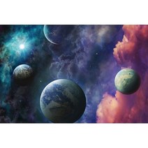MOON.QG 사진 배경 갤럭시 성운 행성 소년 생일 파티 장식 우주 별 반짝이 소품, 16 2THXY00017_03 220x150cm