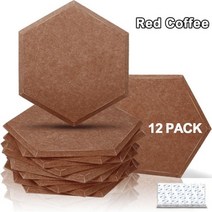 방음 음향 패널 스튜디오 흡음 가정용 소음 차단 처리 12 개, Red Coffee, 10mm Super Density, Large hexagon