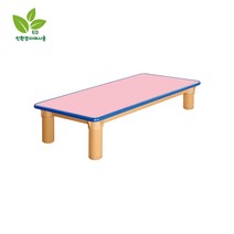 키즈스마일7]유치원 어린이집책상 친환경교구 H45-1 안전칼라책상-좌식 유아용(29cm) 반원 사각선택가능, 연두(파랑테), 사각