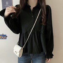 [랜덤플레이] 카라 소매프릴 쉬폰 블라우스