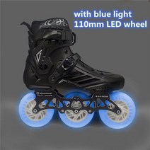 롤러브레이드 인라인스케이트 3 휠 LED 플래시 인라인 스케이트 신발 3X110mm 화이트 블루 그린 레드 핑크 라이트 컬러 샤인 롤러 스케이트 Street Patines 110m, 37, BLACK blue light