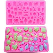 미국직구 2조각 실리콘 젤리 캔디 몰드 보석 모양 크리스마스 몰드 하트 모양 크리스마스 초콜릿 몰드 별 모양 폰던트 몰드 수지 케이크 초콜릿 젤리 아이스 쿠키용 실리콘 몰드, 상세참조, 수량