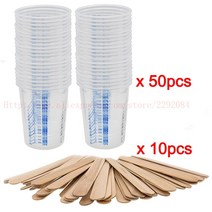 무선고압청소용물총 600ml 스프레이 건 일회용 측정 컵 25/100 개 투명 눈금 플라스틱 페인트 혼합 및, 02 50PCS 600CC