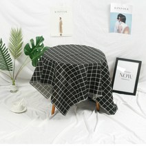 빈티지 리틀 프레쉬 플라워 소녀 하트 코튼 린넨 피크닉 천 사진 소품, 150x150cm, 블랙 체크