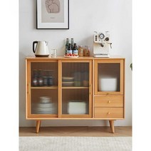 원목 주방 그릇 수납장 선반 캐비닛 홈카페 찻잔 보관함, A월넛 120CM