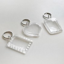 투명 아크릴 증사 미니 액자 키링 3type [열쇠고리 포토 키홀더 우정 커플 가족 사진 보관 홀더], 하트