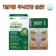 기억력혈행징코플러스30정 7종복합기능성징코플러스 혈행건강 개선 기억력 혈행엔징코 은행잎추출분말 나이아신 아연 판토텐산 비타민B 플라보놀배당체 L-로이신 알라닌 발린, 2개