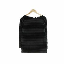 유니클로 블랙 스트라이프 면 보트넥긴팔티셔츠 여자 S [85] 2945