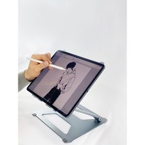 JIVA 알루미늄 아이패드 필기 거치대 2단 드로잉 갤럭시탭S7  프로12.9 받침대 태블릿 책상 그림, (2단)스페이스그레이