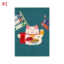 호텔식 린넨 거실 암막 망사 린넨 감성 커튼 가정용 파티션 하프 일본 행운의 고양이
