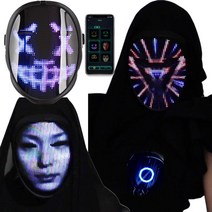 할로윈 LED 가면 정중 기술 풀 페이스 글로우 APP 센서 페이스 체인지 코스 프레, C형 충전