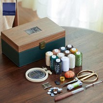 반짇고리함 반짓고리 레트로 바느질통 가정용, C.호두 사슴 머리 더블 레이어