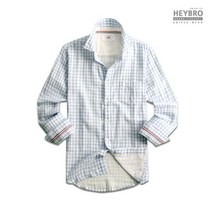 헤이브로 남성 깅엄 체크 아사 셔츠 남방 블루스카이