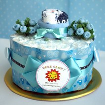 그린베베 기저귀케익1단-1단계_신생아용 - (하기스 기저귀20개+캐릭터 양말+무형광 손수건 포함 완성품), 여아용_1단계_신생아용