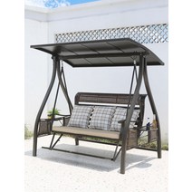 흔들그네의자 정자 야외 스윙 정원 의자 발코니 더블 알루미늄 합금 흔들 그물 레드 태양 해먹, [01] 히말라야 3인 그네페달 포함