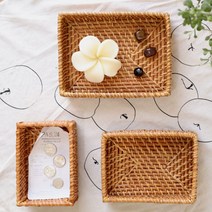 미니 직사각 라탄 바구니 대, 내추럴, 1개