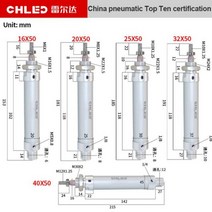 CHLED MAL 시리즈 미니 공압 실린더 16/20/25/32/40mm 보어 25-300mm 스트로크 복동 알루미늄 합금 공압, 25mm Stroke|25mm Bore