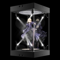 마징가케이스 아크릴 LED 턴테이블 레고 거치대 보관, 흰색 내부 높이30cm 8개의 흰색스포트라이트