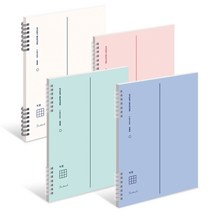 뮤니드 It spring - 좌철 2분할 그리드 4권세트, 화이트+파스텔핑크+민트+인디블루 세트, 4권