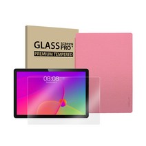 APEX 멀티미디어 태블릿PC T10PRO + 강화유리필름 + 커버 케이스 세트, 그레이(태블릿), 핑크(케이스), 32GB