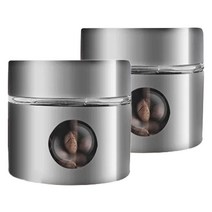엘빈스 배기 밸브 스테인리스 스틸 밀봉 미니 커피보관용기 100ml, 2개, 실버