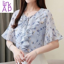 에쉬울프 여성 여름 쉬폰 프릴 반팔 블라우스 ZHY618ltt YSZ703xf01