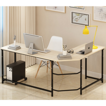 코너형 ㄱ자 책상 기억자 ㄱ책상 재택근무 중고등학생 컴퓨터 서재 코너 기억책상 기역책상 공부책상 사무실 업무 데스크 테이블, 화이트 메이플 우드 01