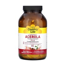 컨트리 라이프 츄어블 아세로라 비타민 C 복합물 500mg 90정 아스코르 빈산 브산 나트륨 베리 추출물 로즈힙 시트러스 루틴 회화나무 레몬 자몽 바이오 플라보노이드 효능, 1개, 기본