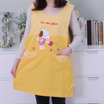 데코나인 강아지앞치마 면 원피스 어린이집 유치원교사 보육교사 단체 교회, 반디앞치마-노랑