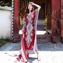 [Myshe]여름 보헤미안 원피스 비치 해변 바캉스 플라워 프린팅 롱 원피스 Night9706FEI706LYQ08