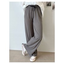 오노마 오노마 ONM 여성 스트라이프 밴딩 끈 와이드 팬츠 캐주얼 바지 (9284006)