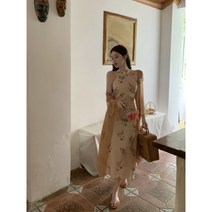 리얼 샷 리얼 가격 새로운 중국 레트로 개선 된 청삼 드레스 여성의 얇은 봄과 여름 긴 카디건 골동품 스커트