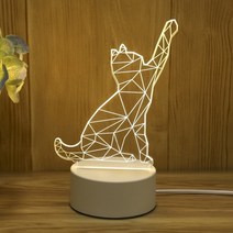 내방꾸미기 야간 조명 3D LED 야간 램프 크리에이티브 테이블 침대 옆 램프 로맨틱 하트 베어 라이트 그, [24] Cat