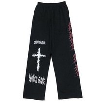 남성 일본 하라주쿠 스타일 다크 와이드 레그 팬츠 캐주얼 트렌드 스포츠 낙서 바지 Anime Straight Street High Street Pants